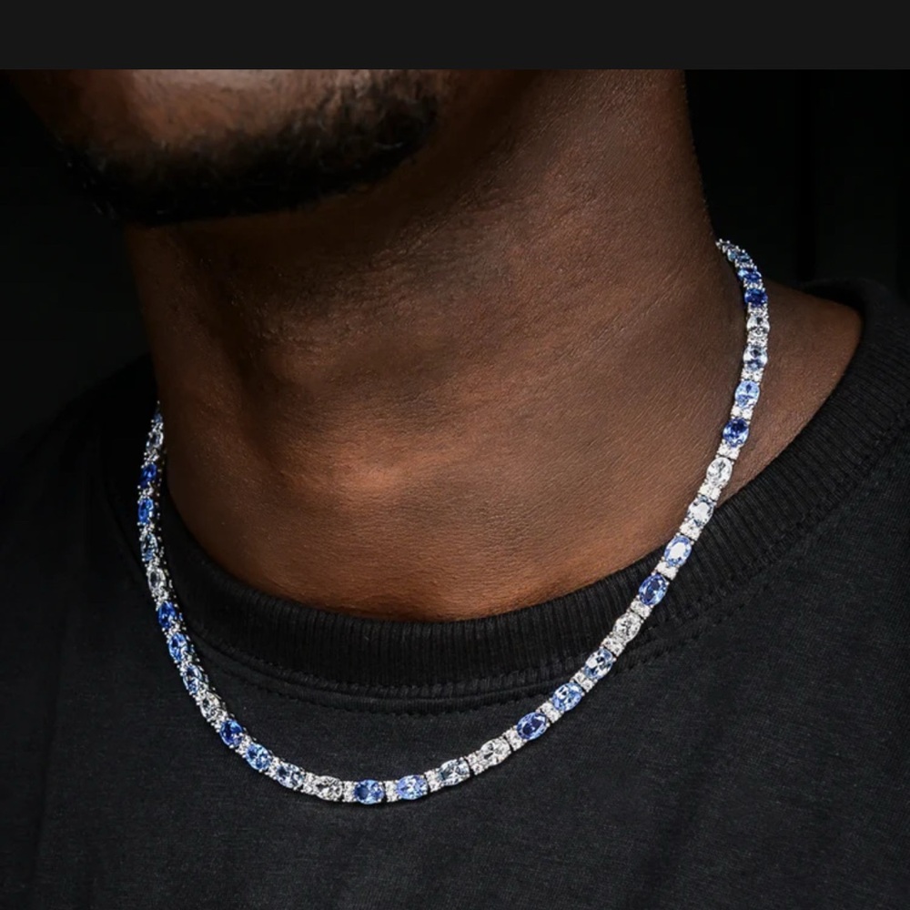 GLD White Gold, Blue Mixed Tennis Chain